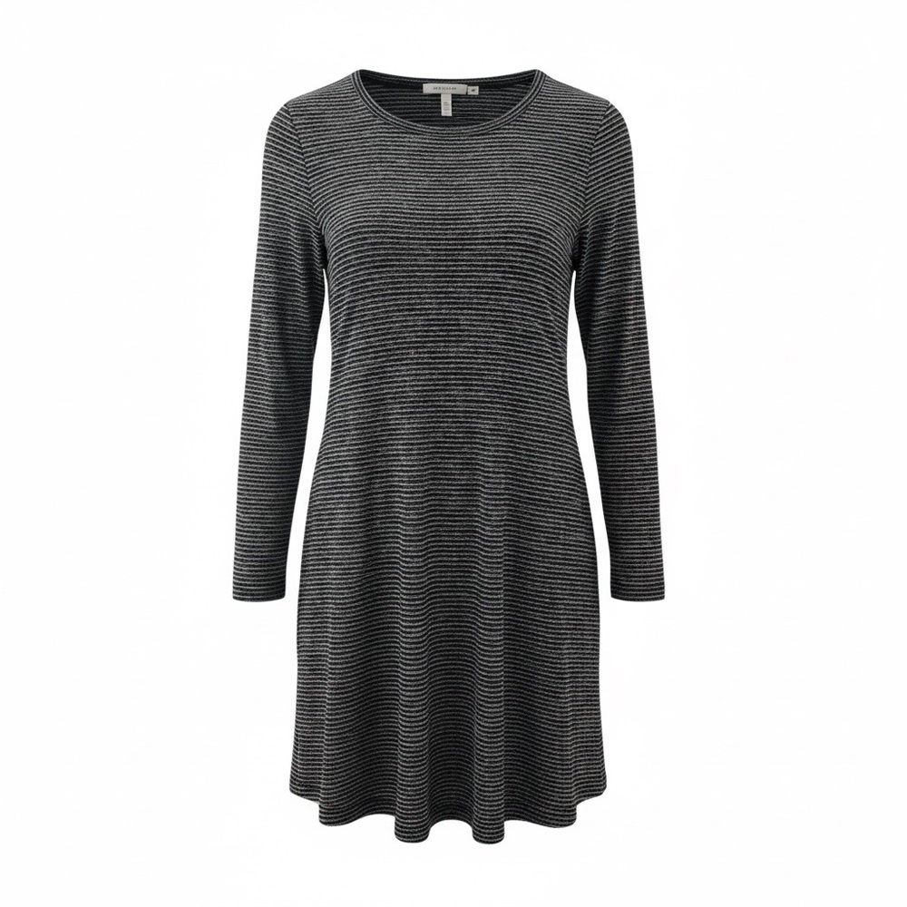 Gap black and white stripe a line long sleeve dress